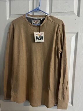 Free Planet Men's Long-Sleeve Waffle Knit Shirt - Tan